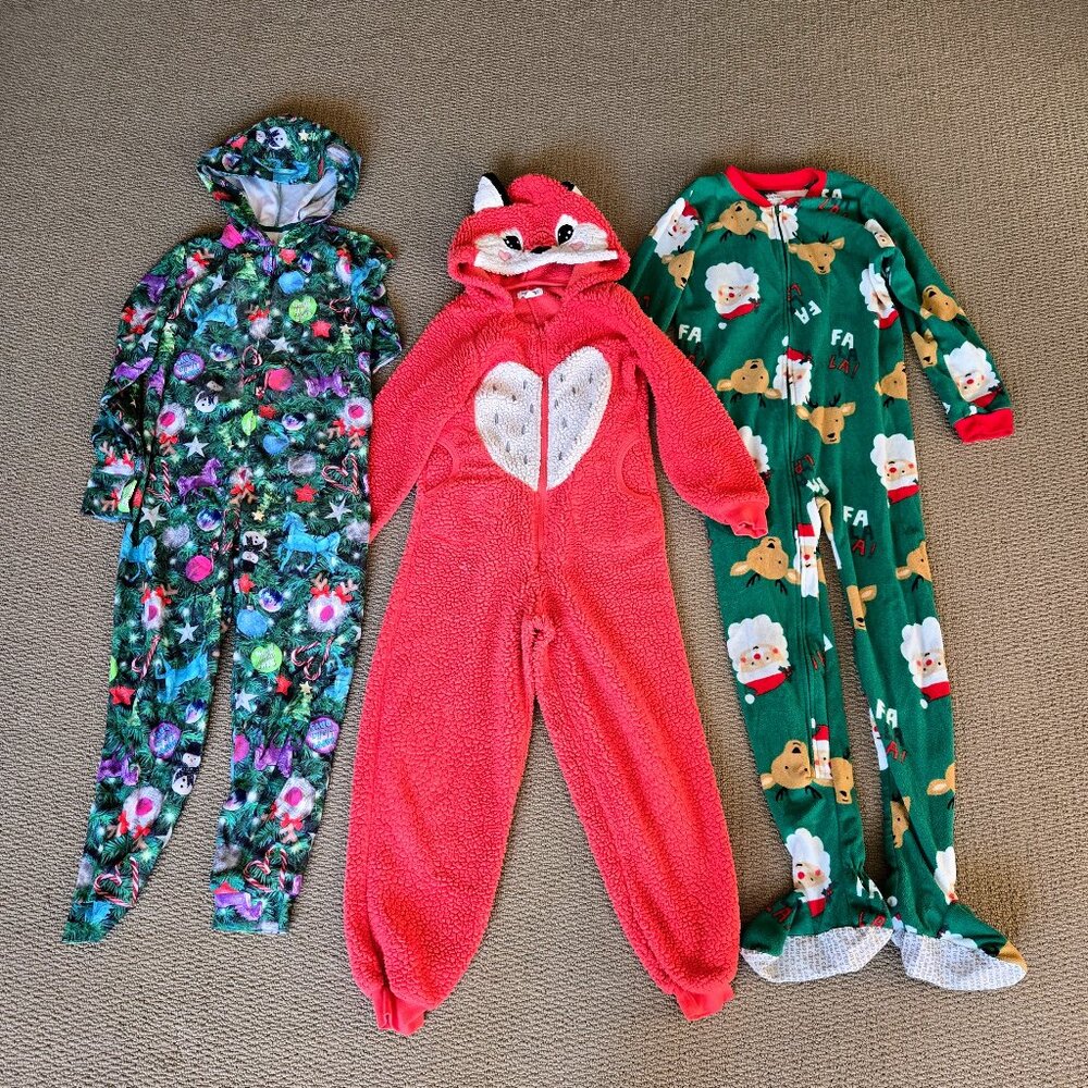 Girls Size 10/12 Onesies, Justice/Urban Kids, Fox Costume, Christmas PJs, GUC